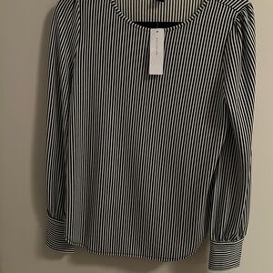 Ann Taylor Black and White Striped Blouse